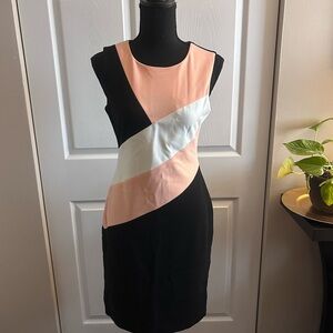 Tommy Hilfiger Colorblock Mini Dress in Black, Pink, and White